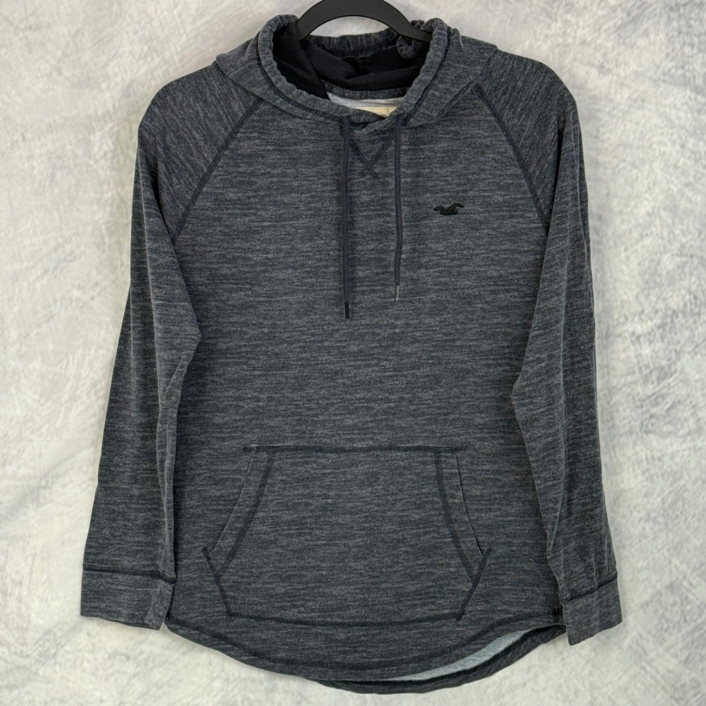 Vtg Y2k Hollister Gray Hoodie Pullover Mens Size S preppy grunge‎ skater